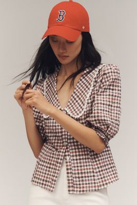 Maeve Collared Puff-Sleeve Blouse