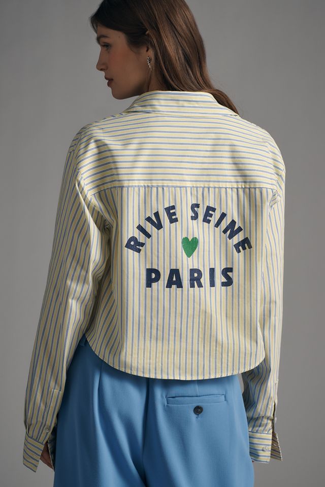 Maeve Cropped Long-Sleeve Buttondown Shirt #1