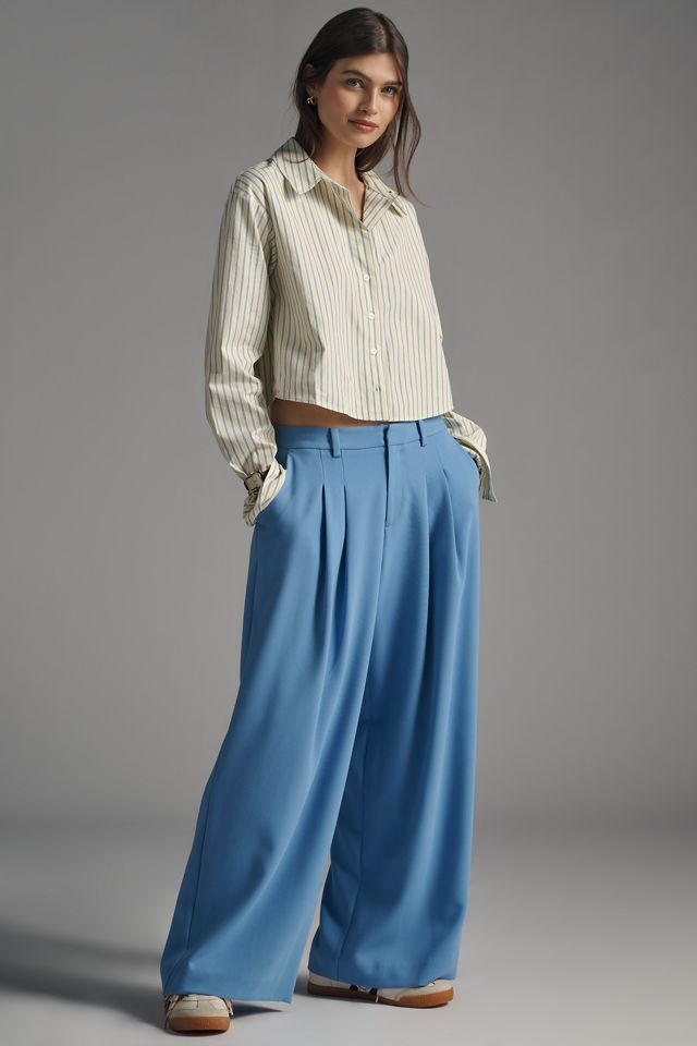Maeve Cropped Long-Sleeve Buttondown Shirt #3