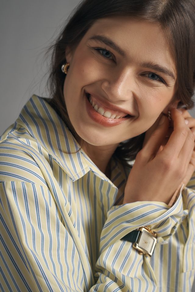 Maeve Cropped Long-Sleeve Buttondown Shirt #4