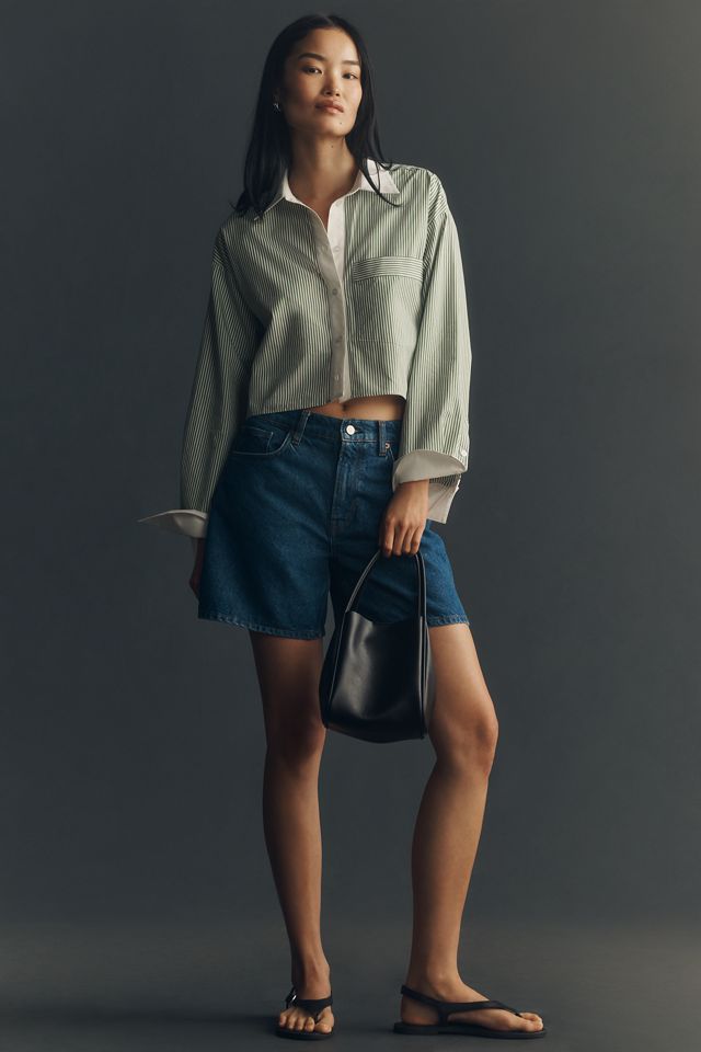 Maeve Cotton Crop Buttondown Shirt #2