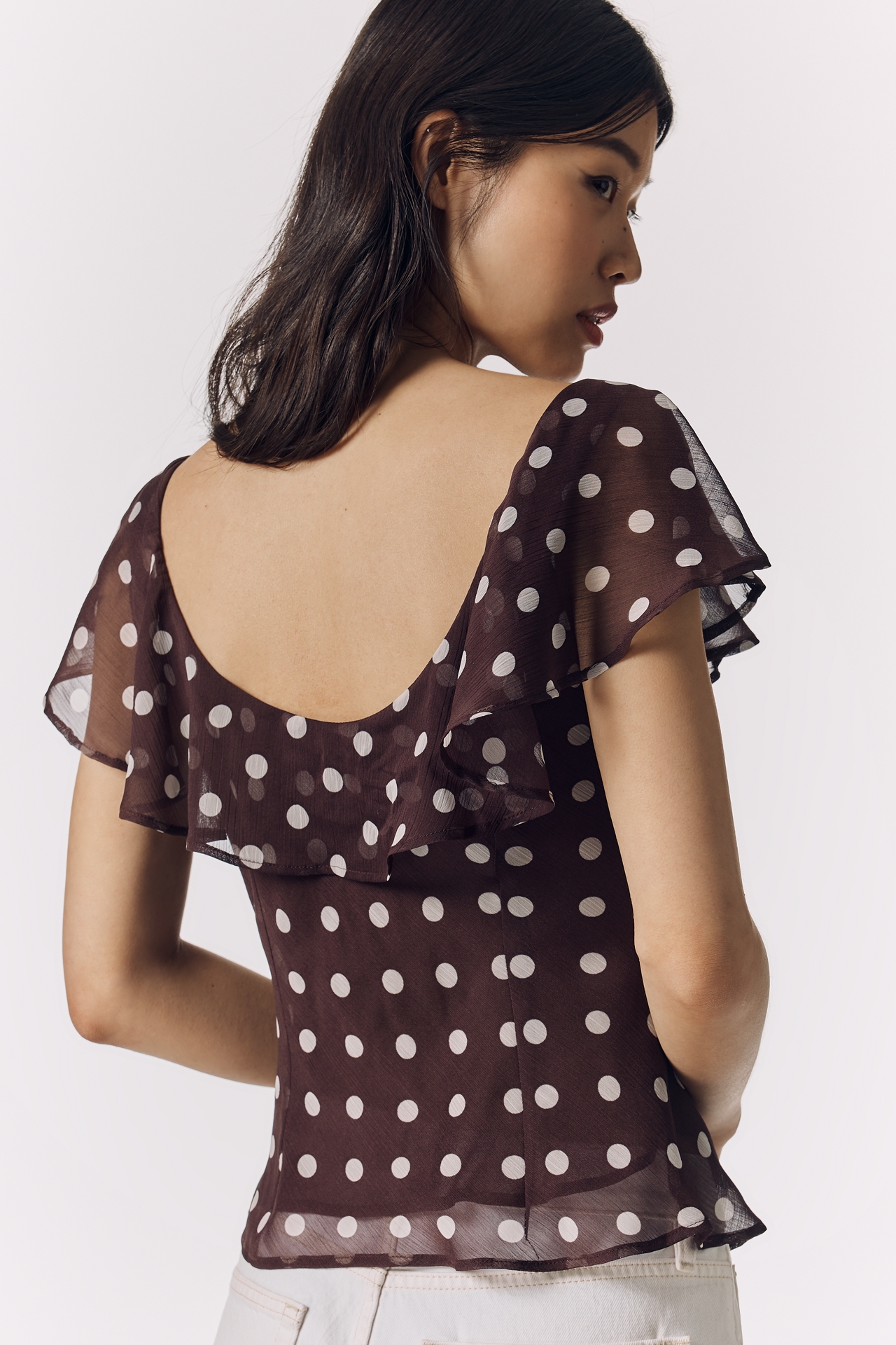 Maeve Sheer Flutter-Sleeve Top