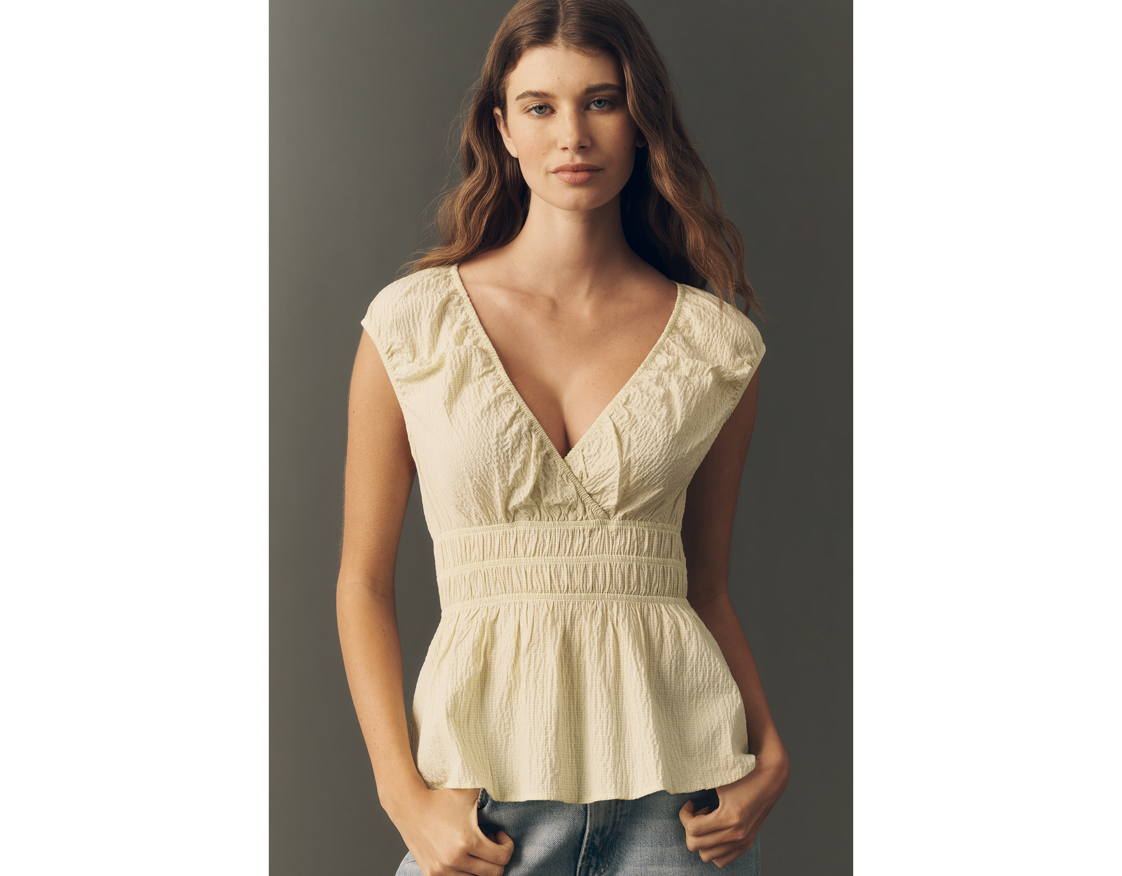 Maeve Smocked Peplum Top
