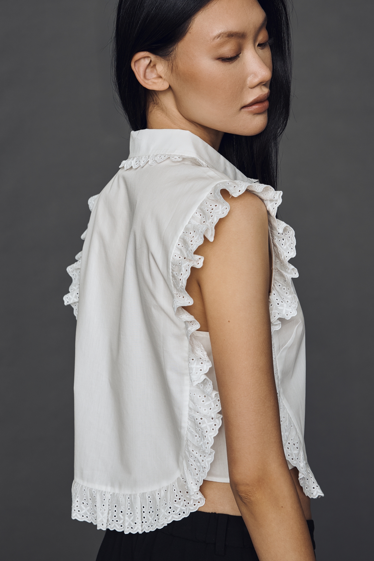 Maeve Cotton Ruffle Lace Top