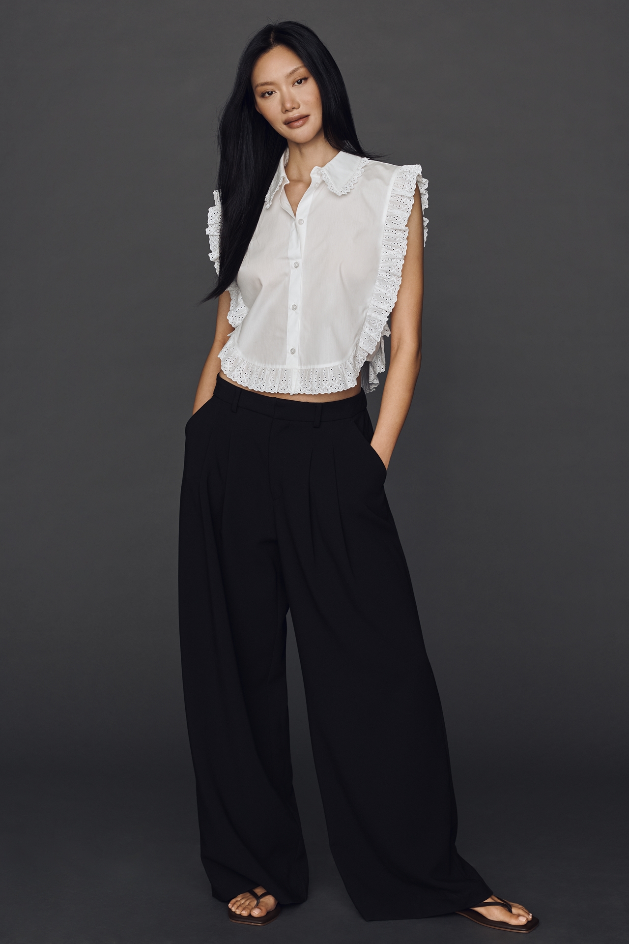 Maeve Cotton Ruffle Lace Top