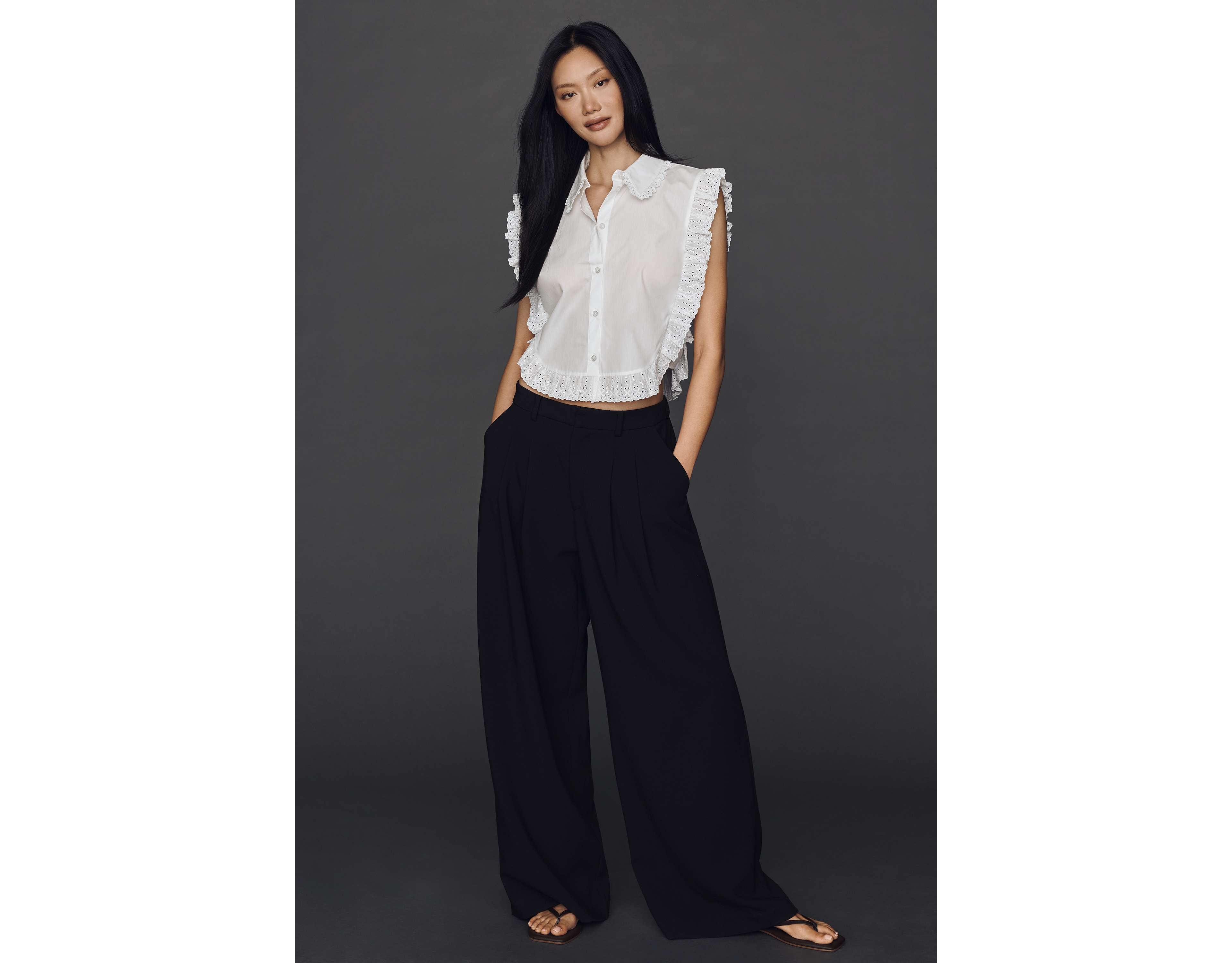 Maeve 100% Cotton Ruffle Lace Top