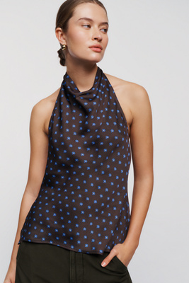 Jamie Satin Halter-Neck Tank by Maeve by Anthropologie