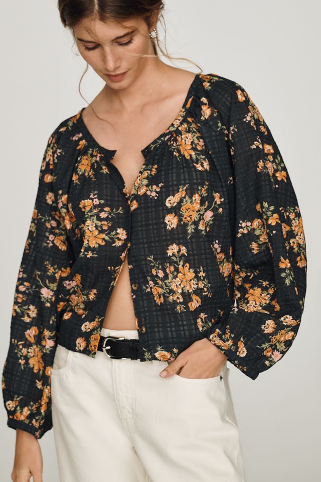 Pilcro Sidney Shrunken Scoop-Neck Blouse | Anthropologie