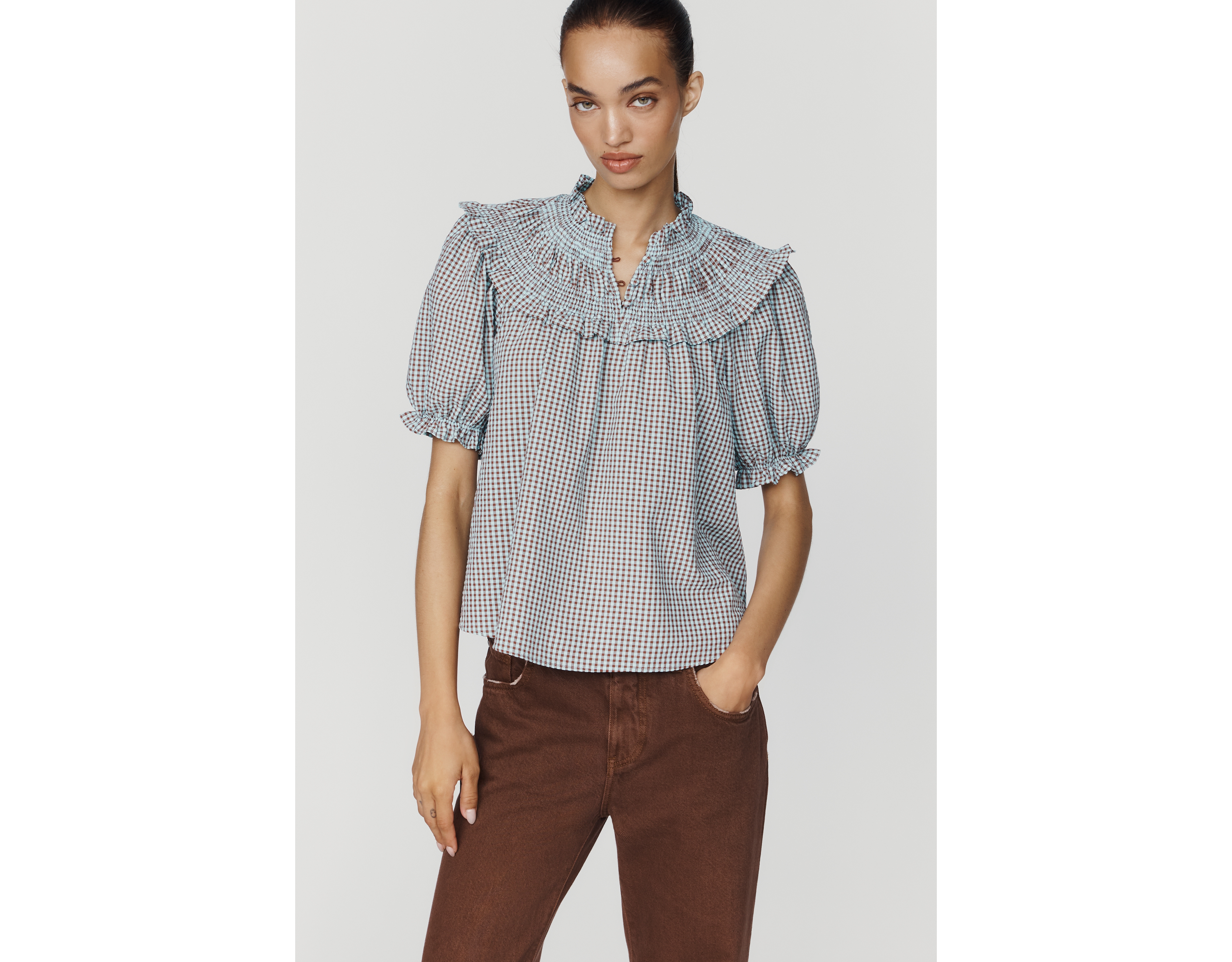 By Anthropologie Ruffled Puff-Sleeve Blouse