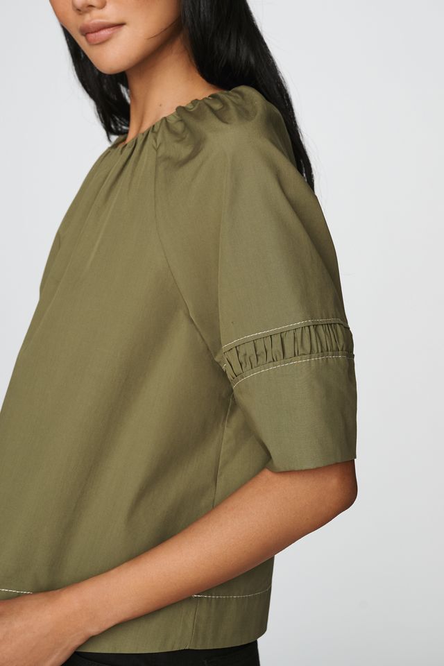 Maeve 100% Cotton Smocked Short-Sleeve Blouse #1