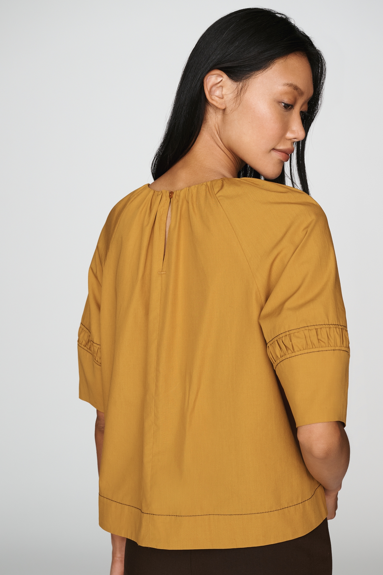 Maeve 100% Cotton Smocked Short-Sleeve Blouse