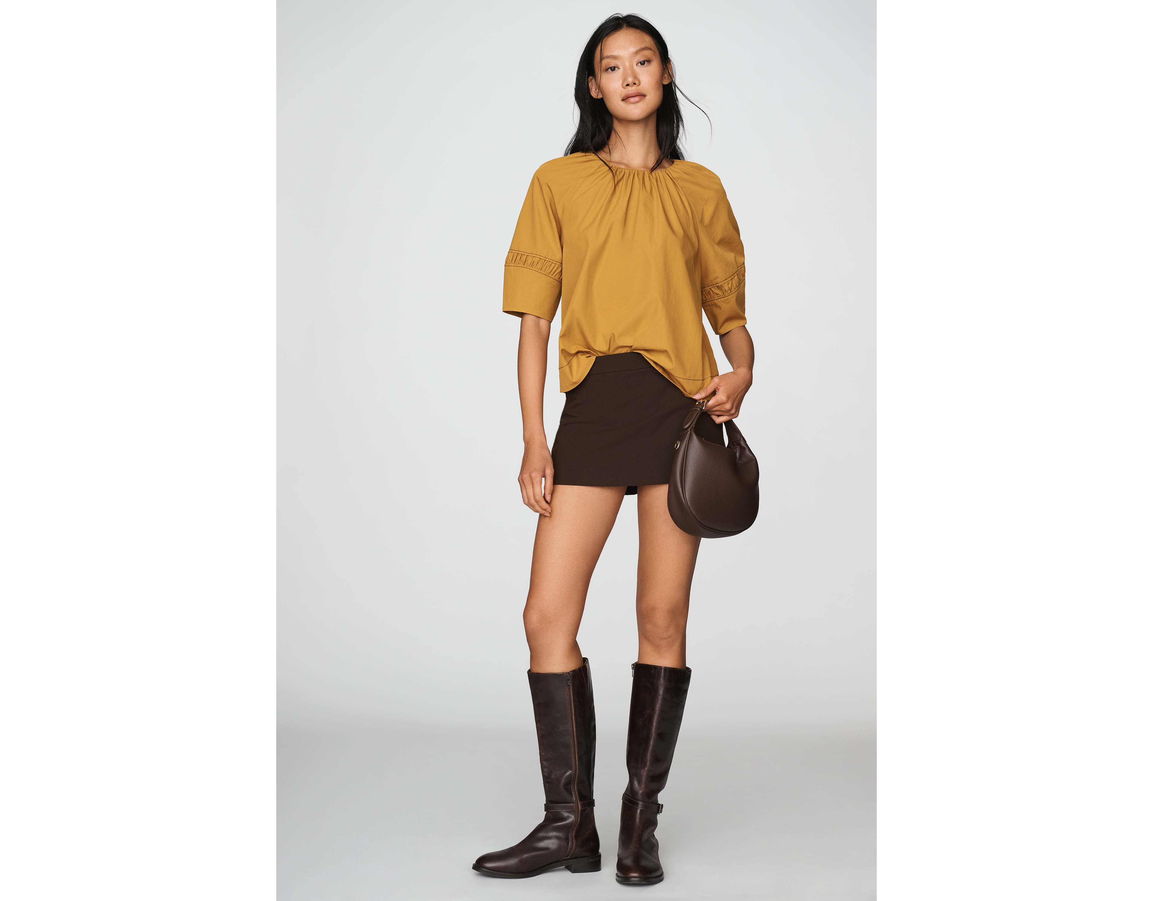 Maeve 100% Cotton Smocked Short Sleeve Blouse