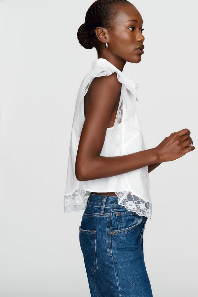 Maeve 100% Cotton Lace Trimmed Dickie Blouse #2
