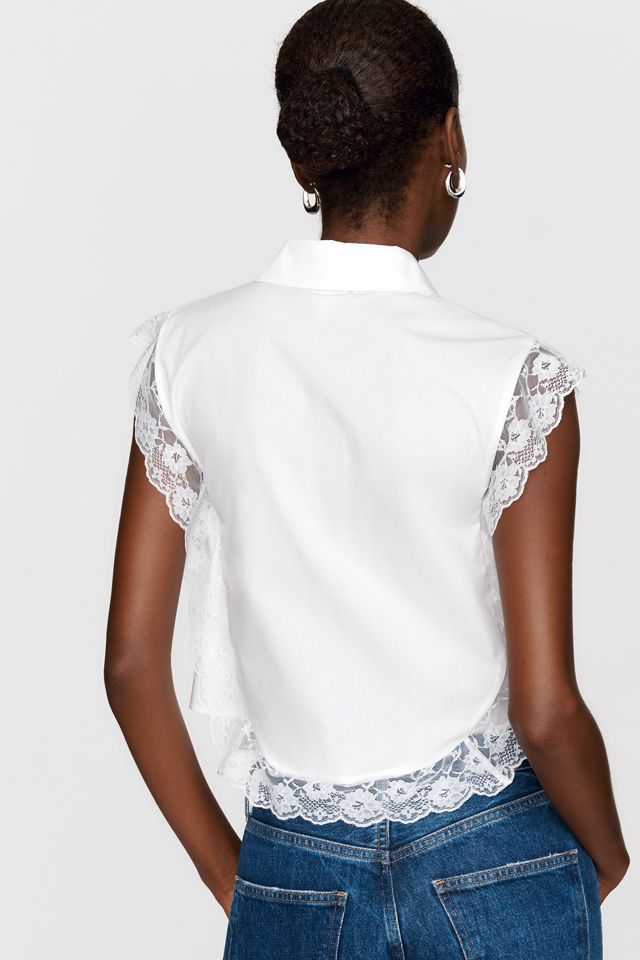 Maeve 100% Cotton Lace Trimmed Dickie Blouse #3