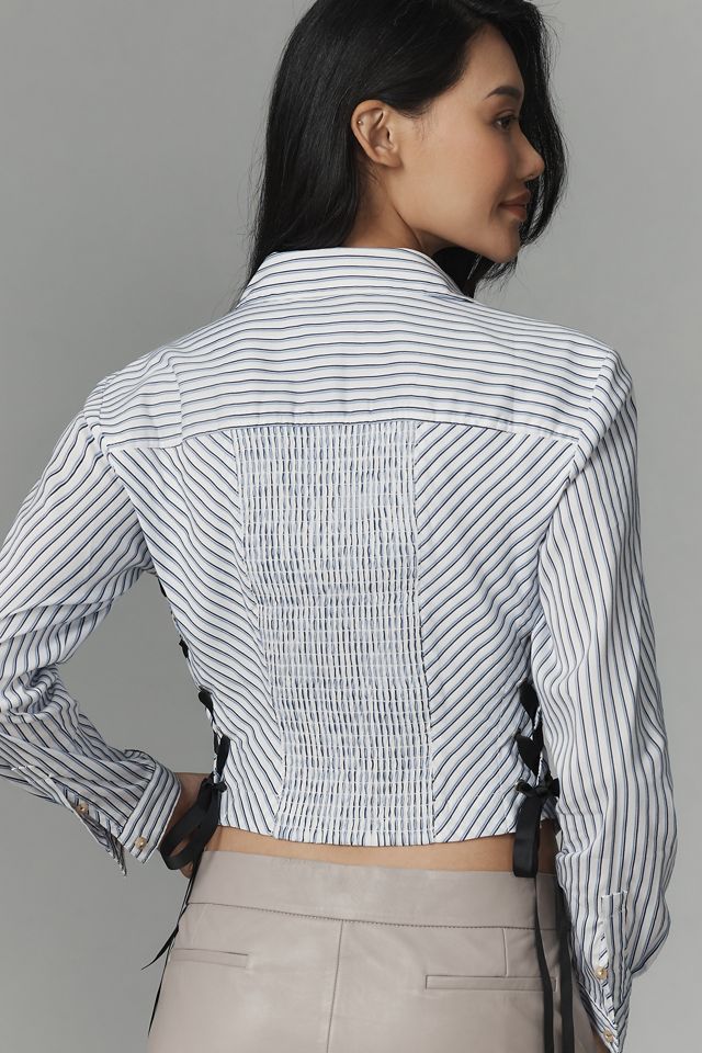Maeve Lace-Up Buttondown Shirt #3