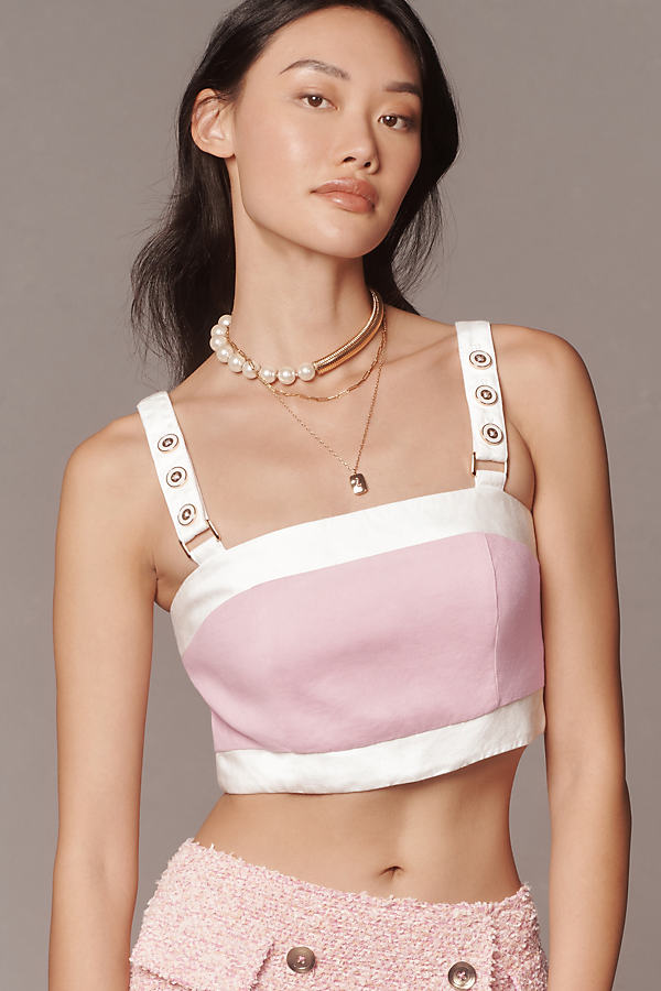 Maeve Square-neck Cropped Tank Top In Pink