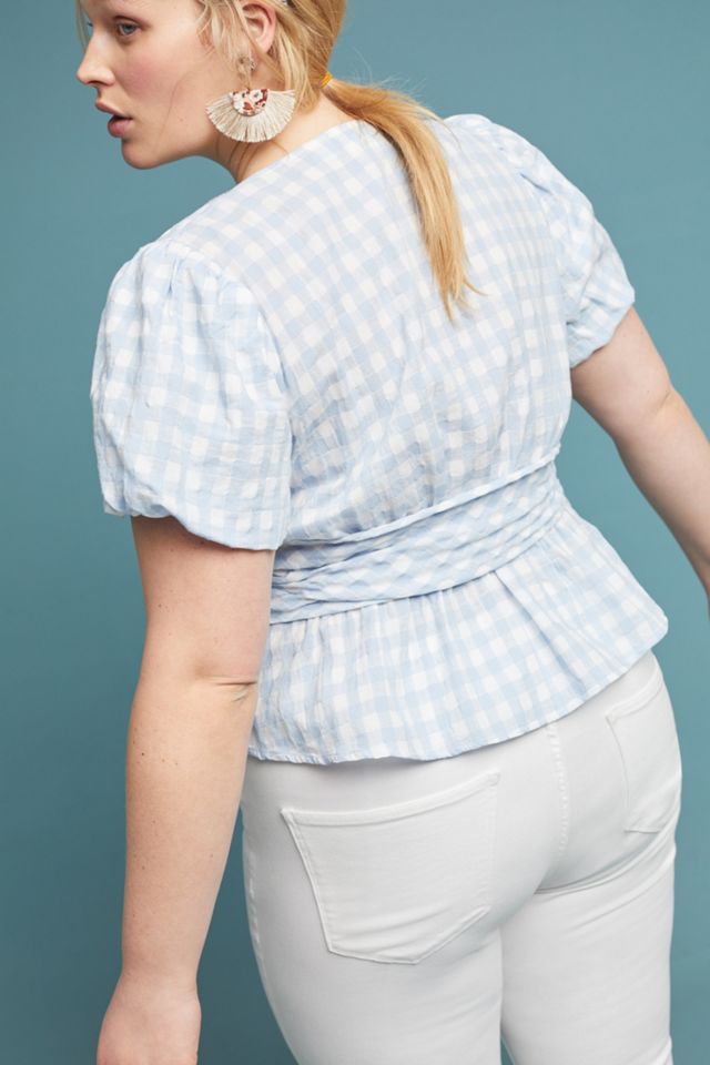 Gingham Puff-Sleeved Blouse #5