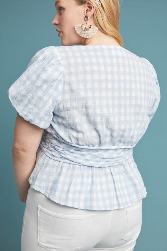 Gingham Puff-Sleeved Blouse #7