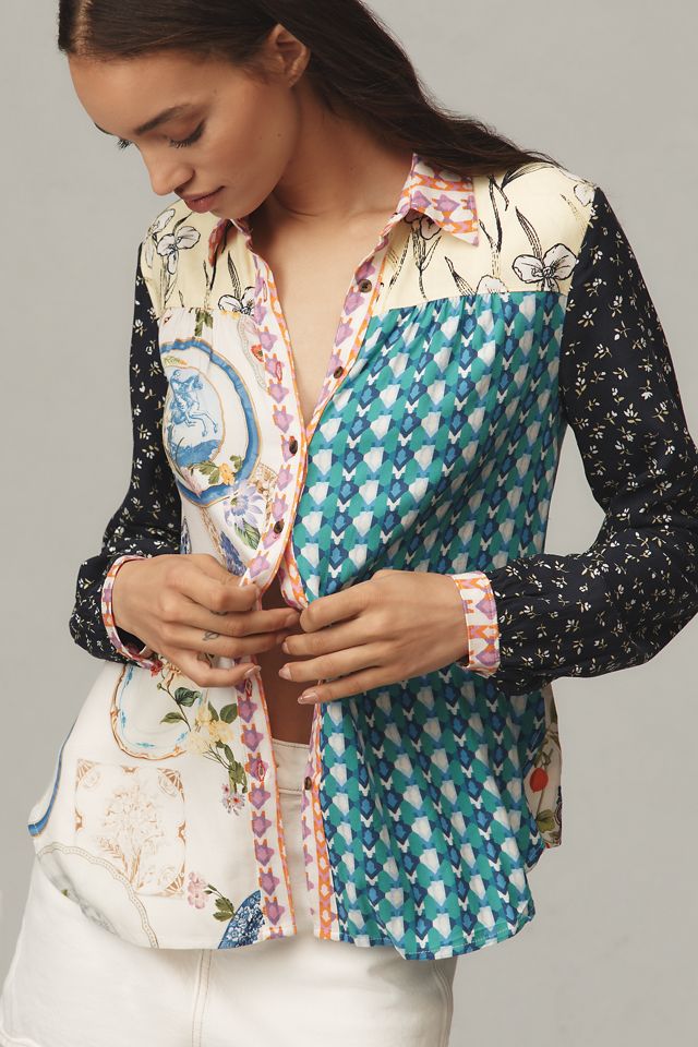 Maeve Alida Contrast Buttondown Shirt #2