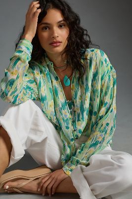 Pilcro Tavi Buttondown Blouse In Multicolor