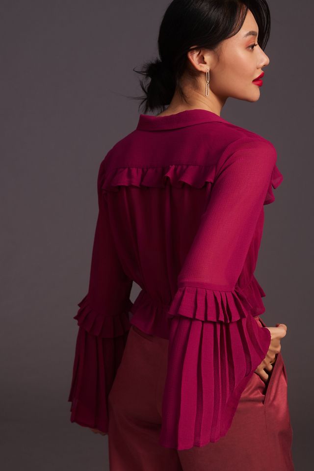By Anthropologie Sheer V-Neck Blouse #1