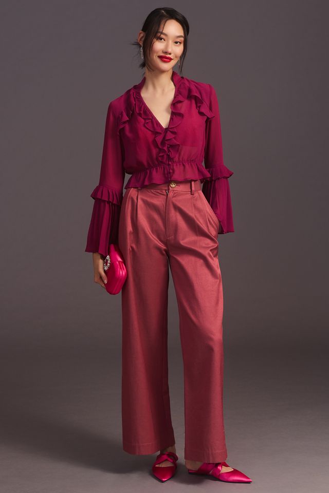 By Anthropologie Sheer V-Neck Blouse #2