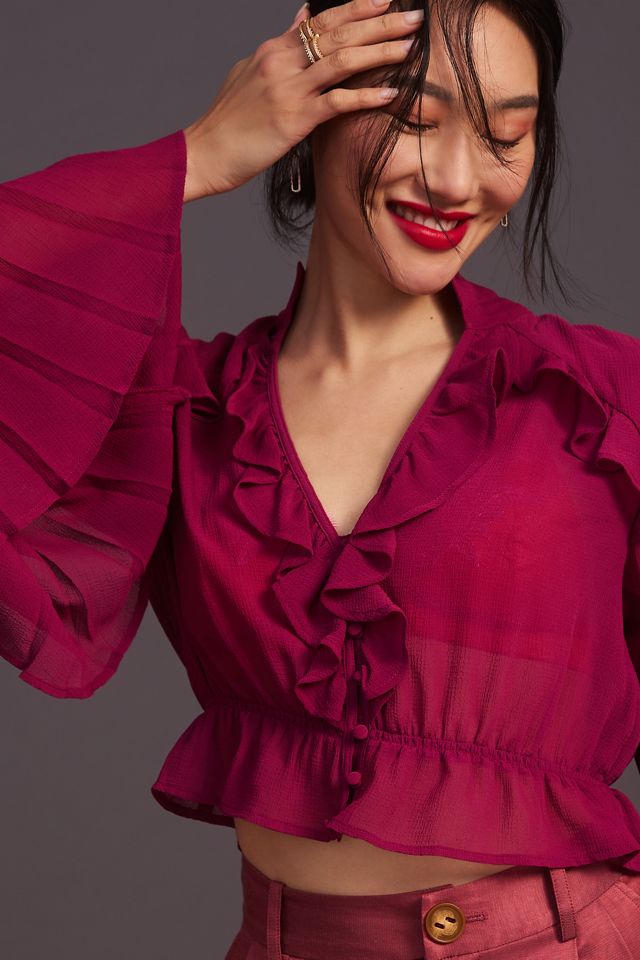 By Anthropologie Sheer V-Neck Blouse #3