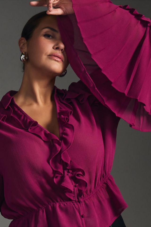 By Anthropologie Sheer V-Neck Blouse #6