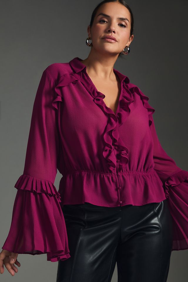 By Anthropologie Sheer V-Neck Blouse #7