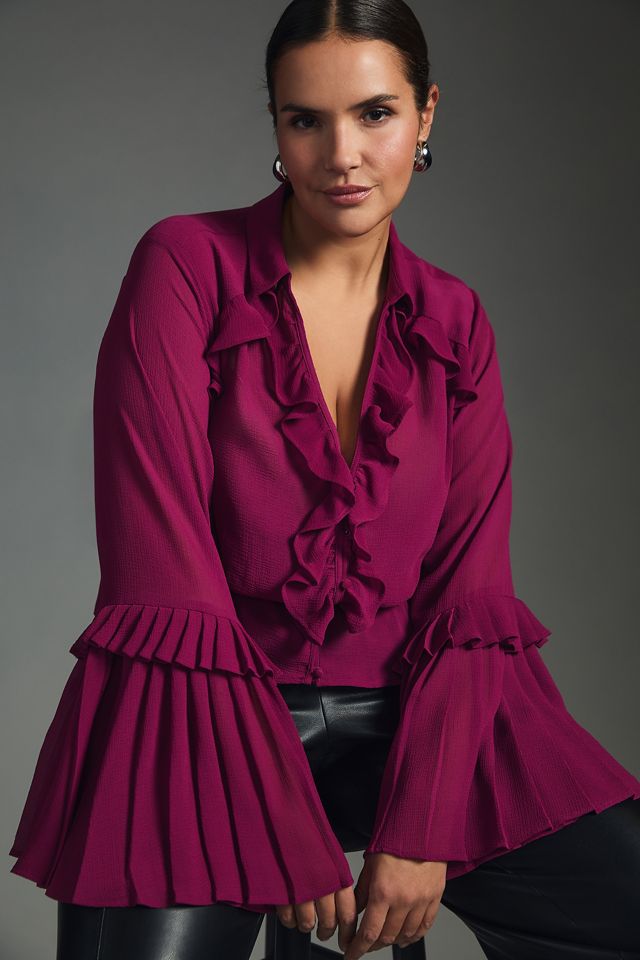 By Anthropologie Sheer V-Neck Blouse #4