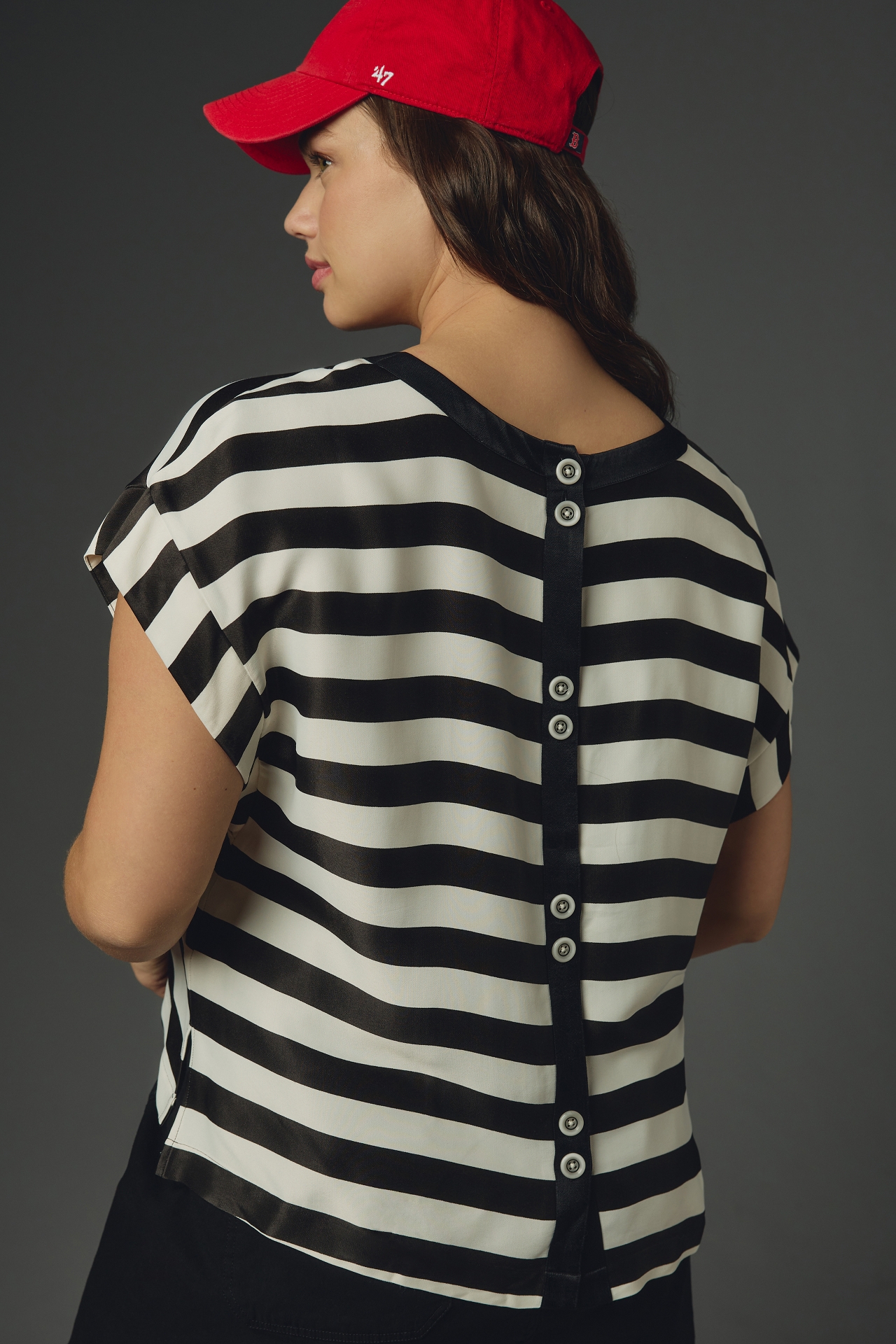 Maeve Batwing Button-Back Tee