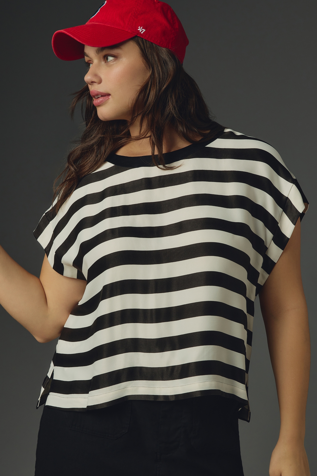 Maeve Batwing Button-Back Tee