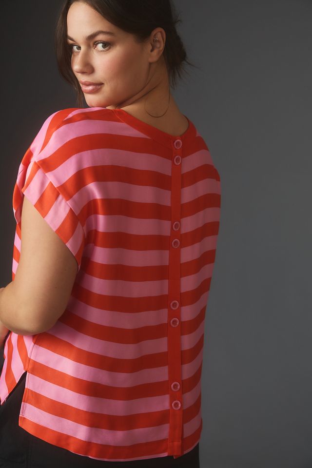 Maeve Batwing Button-Back Tee #5