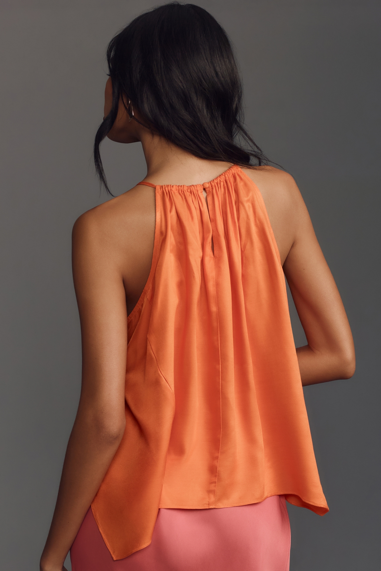 By Anthropologie Asymmetrical Silky Swing Tank