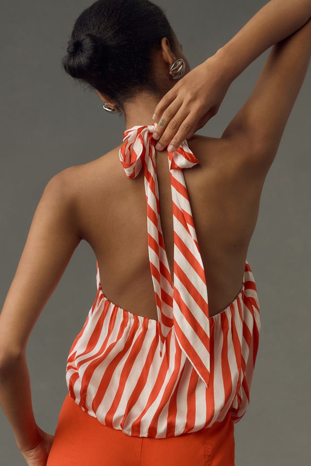 Maeve Halter Scarf Bubble-Hem Top #1