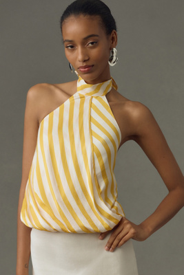 anthropologie halter scarf mini dress Maeve Draped Halter Satin Mini Dress