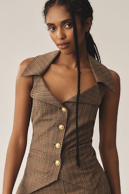 Shop Maeve Collared Vest Top In Multicolor