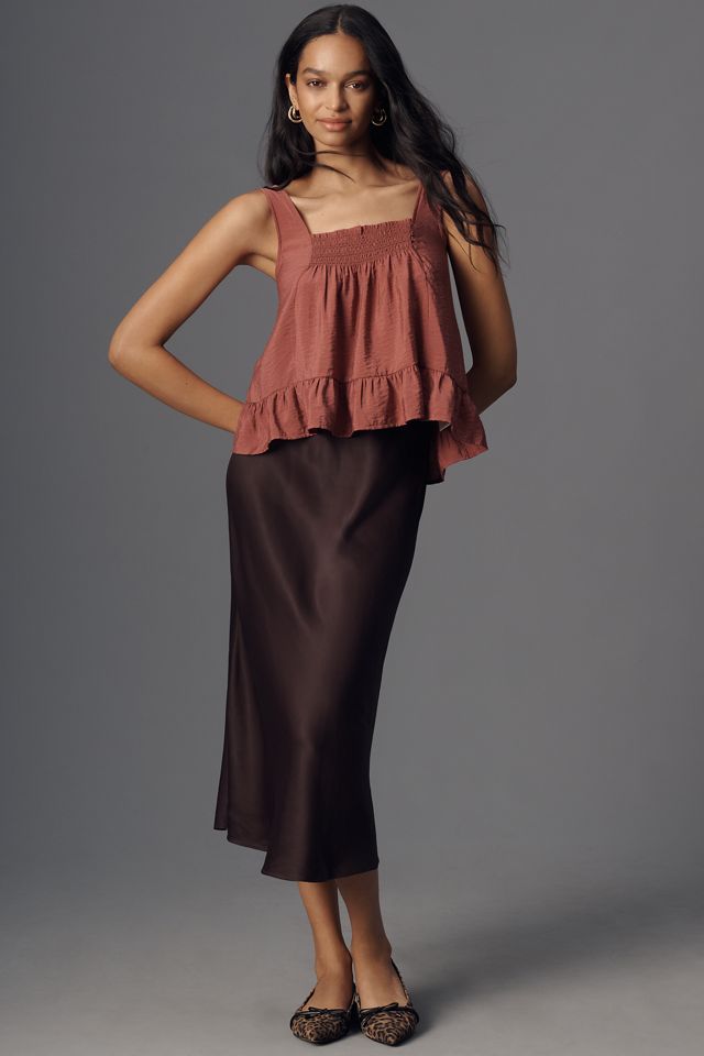 Maeve Smocked Ruffle-Hem Swing Tank Top #3