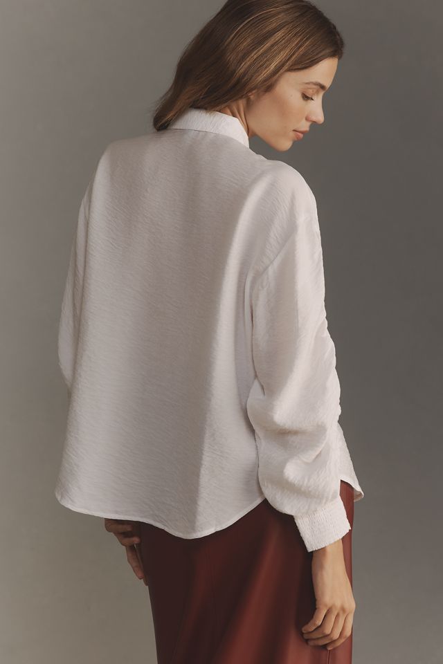 By Anthropologie Long-Sleeve Sheer Buttondown Shirt #1