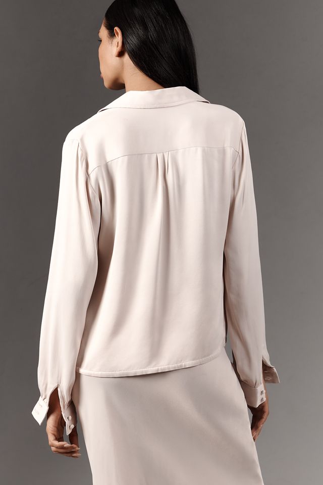 By Anthropologie Long-Sleeve Silky Top #1