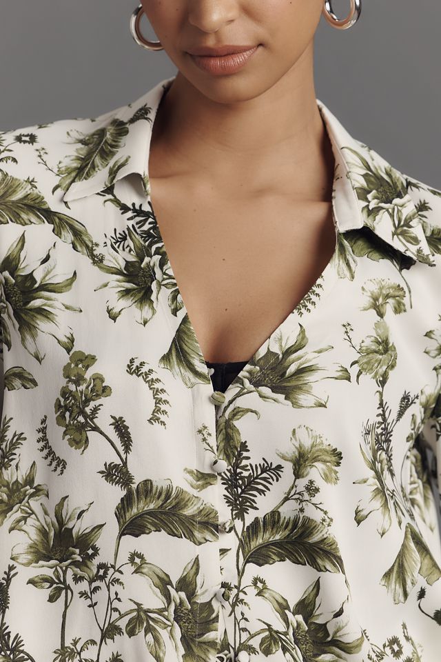 By Anthropologie Bell-Sleeve Silky Blouse #1