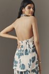 By Anthropologie Halter Block Print Silky Blouse