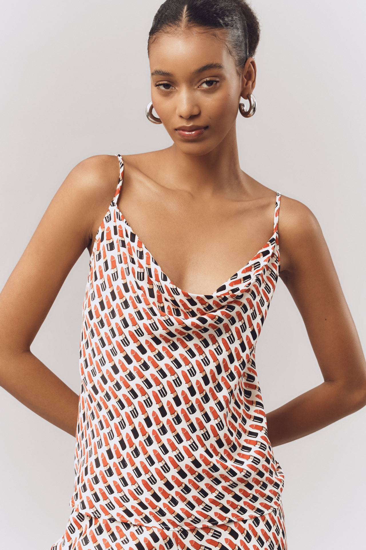 By Anthropologie Silky Cowl-Neck Tank Top