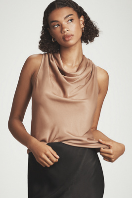 By Anthropologie Sleeveless Cowl-neck Blouse In Sand