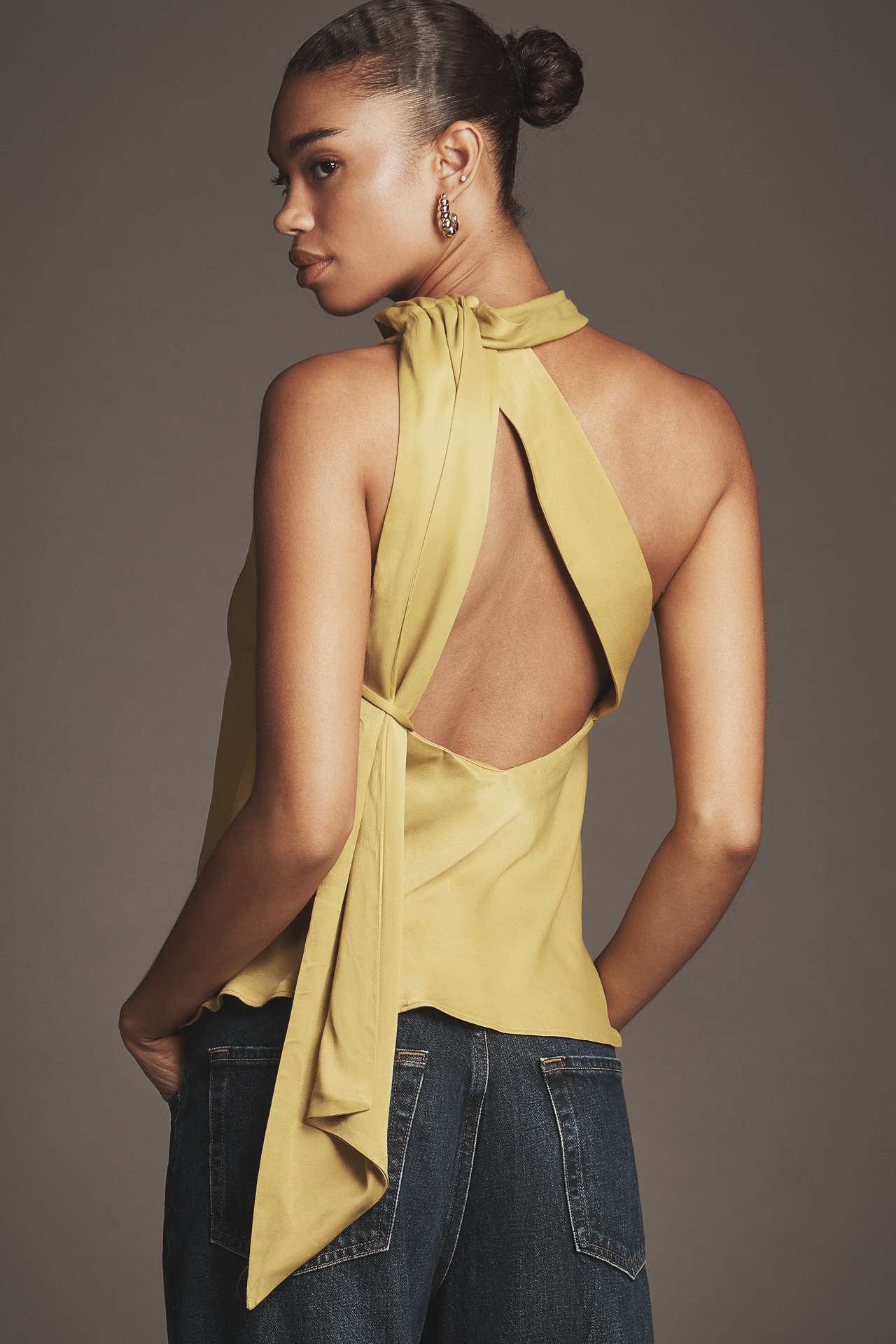 By Anthropologie One-Shoulder Tie-Neck Top
