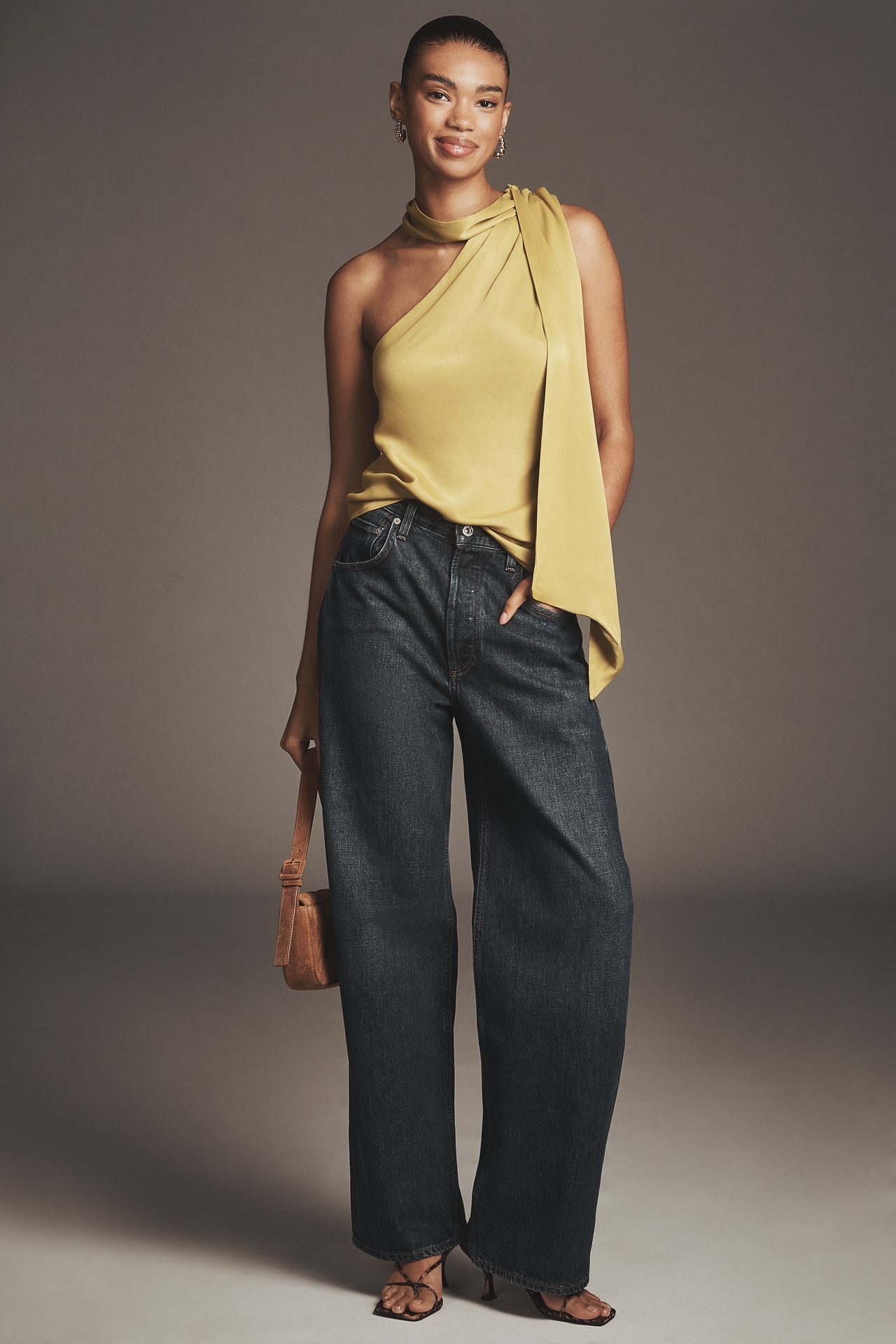 By Anthropologie One-Shoulder Tie-Neck Top