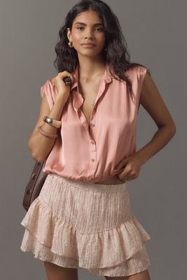 By Anthropologie Cinched Buttondown Blouse In Pink