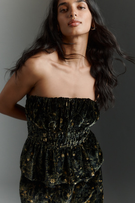 The Somerset Collection By Anthropologie The Somerset Strapless Blouse In Green