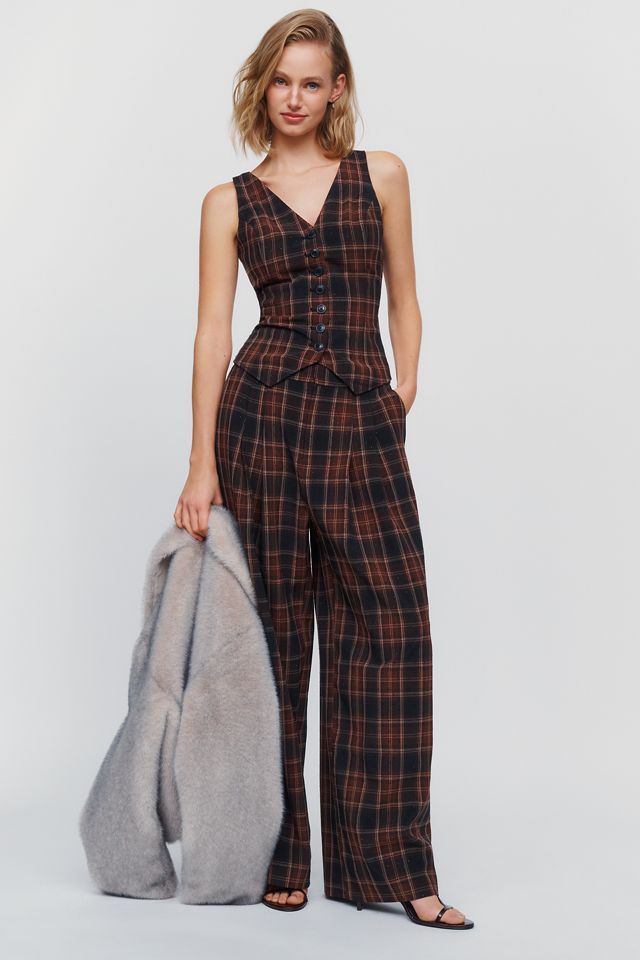 The Halsey Sparkle Plaid Slim Button-Front Vest #1