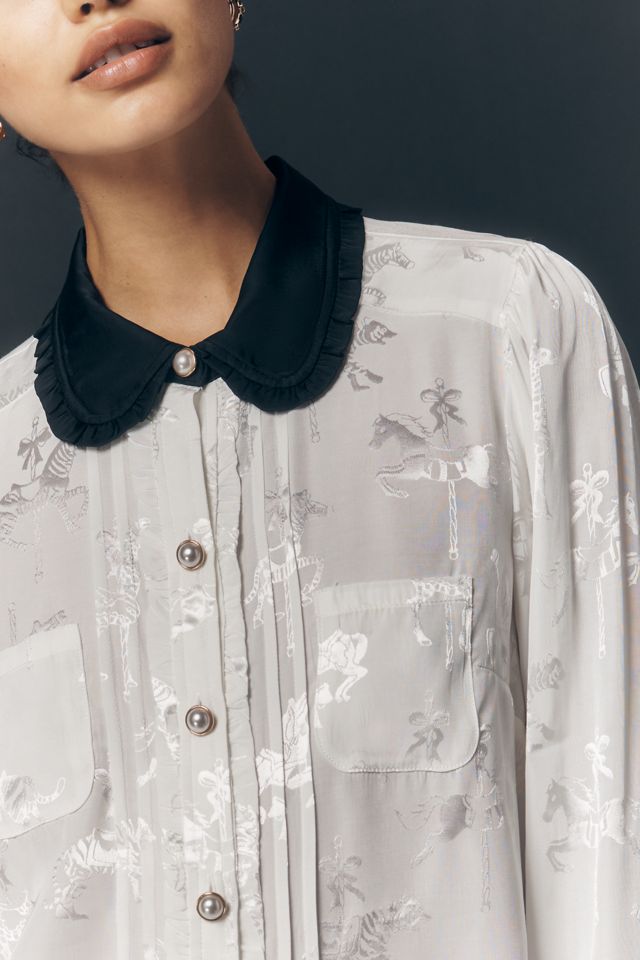 Blusa de Seda Estampada de Manga Larga Maeve #3